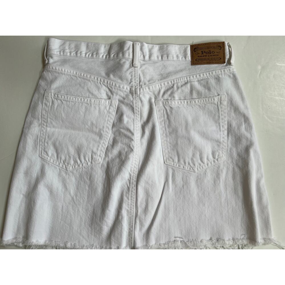 Polo Ralph Lauren White Distressed Hem Short Denim Skirt Women Size 30 NWT $168 - Picture 2 of 13